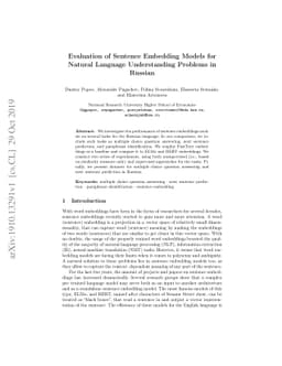 Sentence Embeddings for Russian NLU