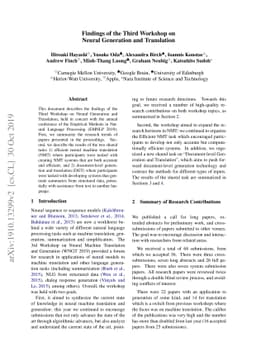 Findings of the Third Workshop on Neural Generation and Translation