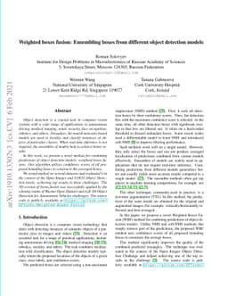 Weighted boxes fusion: Ensembling boxes from different object detection
  models