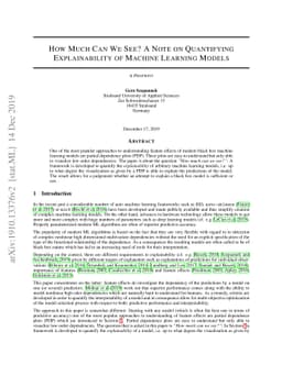 How Much Can We See? A Note on Quantifying Explainability of Machine
  Learning Models