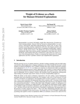 Weight of Evidence as a Basis for Human-Oriented Explanations