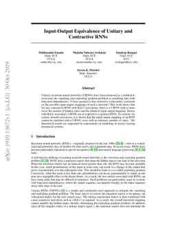 Input-Output Equivalence of Unitary and Contractive RNNs