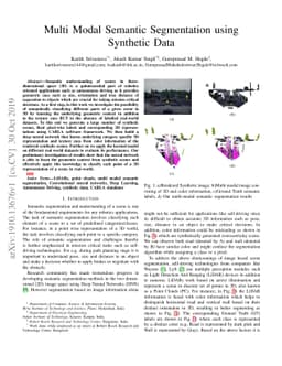 Multi Modal Semantic Segmentation using Synthetic Data
