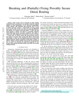 Breaking and (Partially) Fixing Provably Secure Onion Routing