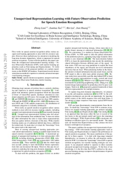 Unsupervised Representation Learning with Future Observation Prediction
  for Speech Emotion Recognition