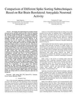 Comparison of Different Spike Sorting Subtechniques Based on Rat Brain
  Basolateral Amygdala Neuronal Activity