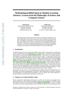 Methodological Blind Spots in Machine Learning Fairness: Lessons from
  the Philosophy of Science and Computer Science