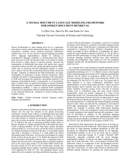 A neural document language modeling framework for spoken document
  retrieval