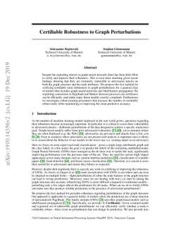 Certifiable Robustness to Graph Perturbations