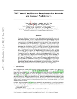 NAT: Neural Architecture Transformer for Accurate and Compact
  Architectures
