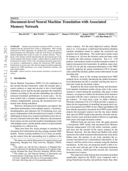 Document-level Neural Machine Translation with Associated Memory Network