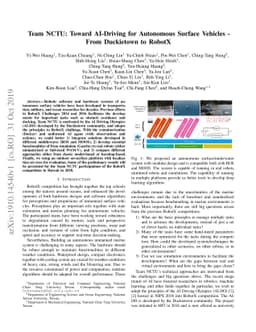 Team NCTU: Toward AI-Driving for Autonomous Surface Vehicles -- From
  Duckietown to RobotX