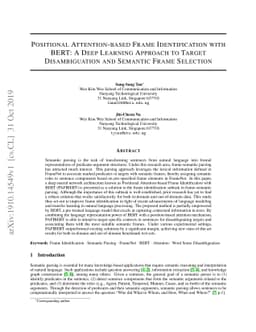 Positional Attention-based Frame Identification with BERT: A Deep
  Learning Approach to Target Disambiguation and Semantic Frame Selection