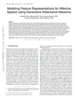 Modeling Feature Representations for Affective Speech using Generative
  Adversarial Networks