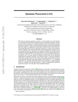 Quantum Wasserstein Generative Adversarial Networks