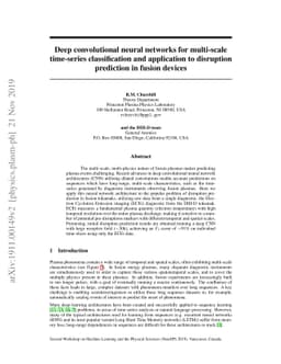 Deep convolutional neural networks for multi-scale time-series
  classification and application to disruption prediction in fusion devices