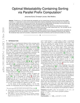 Optimal Metastability-Containing Sorting via Parallel Prefix Computation
