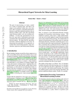 Hierarchical Expert Networks for Meta-Learning