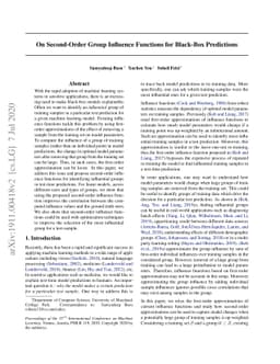 On Second-Order Group Influence Functions for Black-Box Predictions