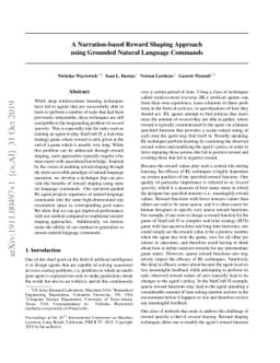 A Narration-based Reward Shaping Approach using Grounded Natural
  Language Commands