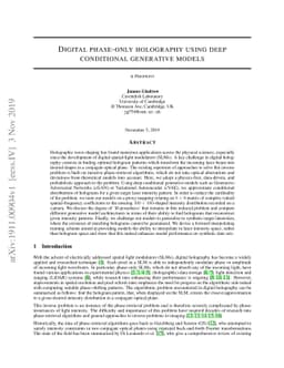 Digital phase-only holography using deep conditional generative models