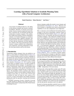 Learning Algorithmic Solutions to Symbolic Planning Tasks with a Neural
  Computer Architecture