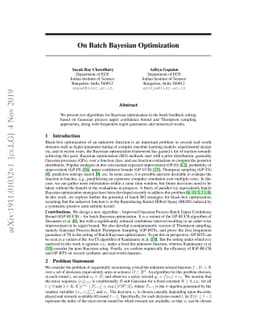 On Batch Bayesian Optimization