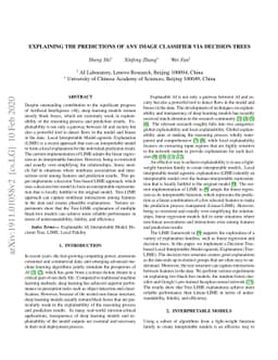 Explaining the Predictions of Any Image Classifier via Decision Trees