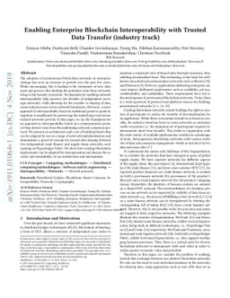 Enabling Enterprise Blockchain Interoperability with Trusted Data
  Transfer (industry track)