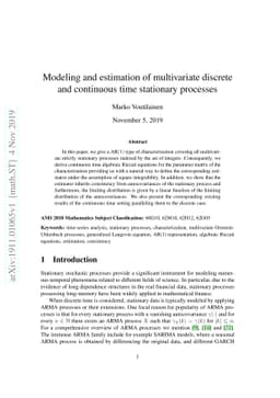 Modeling and estimation of multivariate discrete and continuous time
  stationary processes