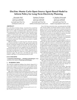 ElecSim: Monte-Carlo Open-Source Agent-Based Model to Inform Policy for
  Long-Term Electricity Planning