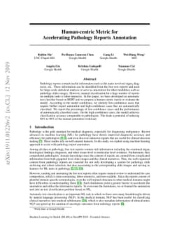 Human-centric Metric for Accelerating Pathology Reports Annotation