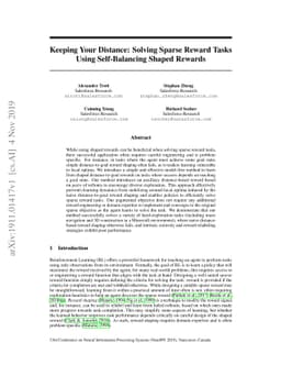 Keeping Your Distance: Solving Sparse Reward Tasks Using Self-Balancing
  Shaped Rewards