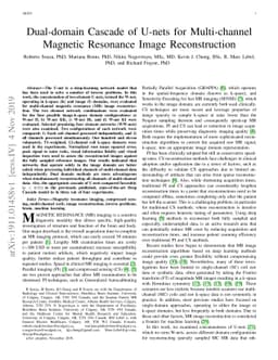 Dual-domain Cascade of U-nets for Multi-channel Magnetic Resonance Image
  Reconstruction