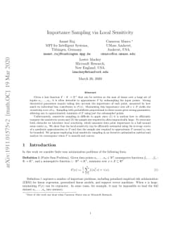 Importance Sampling via Local Sensitivity