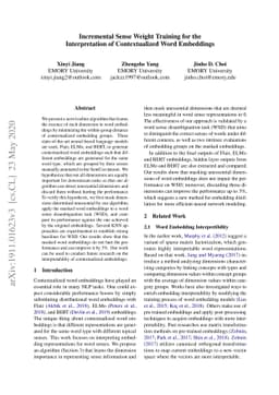 Incremental Sense Weight Training for the Interpretation of
  Contextualized Word Embeddings