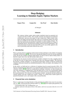 Deep Hedging: Learning to Simulate Equity Option Markets