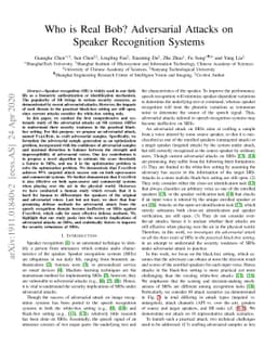 Who is Real Bob? Adversarial Attacks on Speaker Recognition Systems
