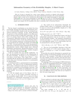 Information Geometry of the Probability Simplex: A Short Course
