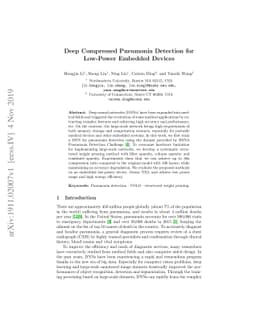 Deep Compressed Pneumonia Detection for Low-Power Embedded Devices