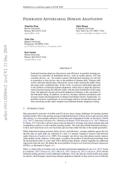Federated Adversarial Domain Adaptation