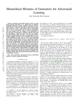 Hierarchical Mixtures of Generators for Adversarial Learning