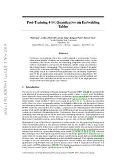 Post-Training 4-bit Quantization on Embedding Tables