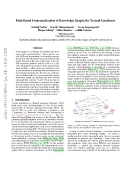 Path-Based Contextualization of Knowledge Graphs for Textual Entailment