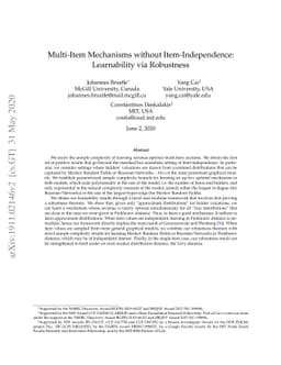 Multi-Item Mechanisms without Item-Independence: Learnability via
  Robustness