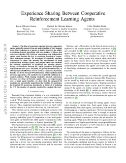 Experience Sharing Between Cooperative Reinforcement Learning Agents