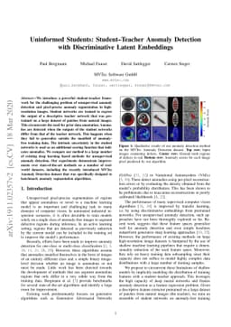 Uninformed Students: Student-Teacher Anomaly Detection with
  Discriminative Latent Embeddings