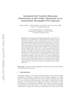 Automated Left Ventricle Dimension Measurement in 2D Cardiac Ultrasound
  via an Anatomically Meaningful CNN Approach