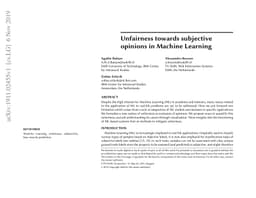 Unfairness towards subjective opinions in Machine Learning