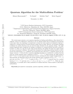 Quantum Algorithm for the Multicollision Problem